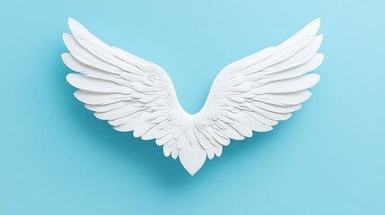 Obraz premium White Angelic Wings Against A Light Blue Background