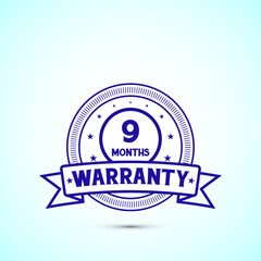 9 months warranty badge and label with blue color