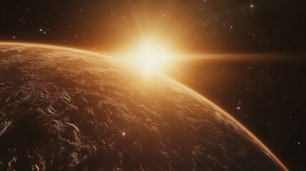 Obraz premium A realistic portrayal of Earth from space, illuminated by city lights and natural phenomena. The dark side of the planet contrasts with the bright patches of light, showcasing human habitation and the