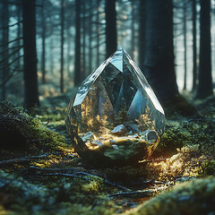 Obraz premium Shimmering Crystal in Enchanted Forest