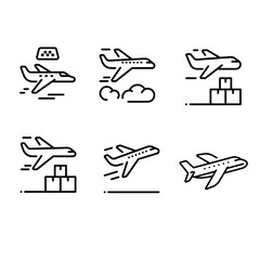 Simple set of air plane icons in trendy line style Modern vector symbols isolated on a white background.
