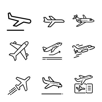 Simple set of air plane icons in trendy line style Modern vector symbols isolated on a white background.
