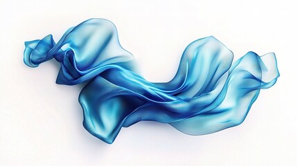 Obraz premium Elegant Blue Curled Ribbon on White Background for Creative Projects