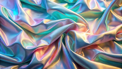 Shimmering Iridescent Fabric Draped in Soft, Flowing Folds