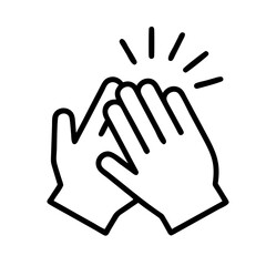 clapping hands icon, emoji day line art, emoji icon - simple black line art icon of clapping hands, symbolizing emoji day topic celebrations. emoji vector art.