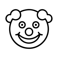clown face icon, emoji day line art, emoji icon - simple black line art icon of clown face, symbolizing emoji day topic celebrations. emoji vector art.