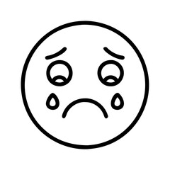 Fototapeta premium crying face icon, emoji day line art, emoji icon - simple black line art icon of crying face, symbolizing emoji day topic celebrations. emoji vector art.