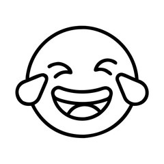 crying laughing with tilted head icon, emoji day line art, emoji icon - simple black line art icon of crying laughing with tilted head, symbolizing emoji day topic celebrations. emoji vector art.