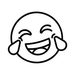 crying laughing with tilted head icon, emoji day line art, emoji icon - simple black line art icon of crying laughing with tilted head, symbolizing emoji day topic celebrations. emoji vector art.