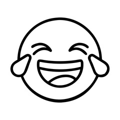 crying laughing with tilted head icon, emoji day line art, emoji icon - simple black line art icon of crying laughing with tilted head, symbolizing emoji day topic celebrations. emoji vector art.