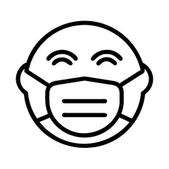 face with mask icon, emoji day line art, emoji icon - simple black line art icon of face with mask, symbolizing emoji day topic celebrations. emoji vector art.