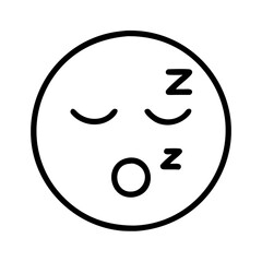 sleeping face icon, emoji day line art, emoji icon - simple black line art icon of sleeping face, symbolizing emoji day topic celebrations. emoji vector art.