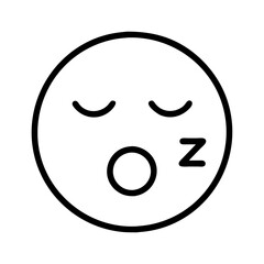 sleeping face icon, emoji day line art, emoji icon - simple black line art icon of sleeping face, symbolizing emoji day topic celebrations. emoji vector art.