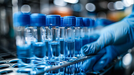 Person is holding a glass tube with water in it.