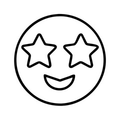 star eyes icon, emoji day line art, emoji icon - simple black line art icon of star eyes, symbolizing emoji day topic celebrations. emoji vector art.