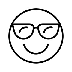 sunglasses emoji icon, emoji day line art, emoji icon - simple black line art icon of sunglasses emoji, symbolizing emoji day topic celebrations. emoji vector art.