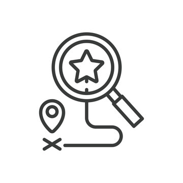 Best location, icon in line design. Best, location, destination, perfect spot, ideal place, prime area, travel on white background vector. Best location, icon in line design editable stroke icon