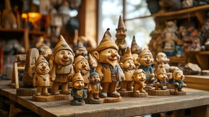 Fototapeta premium Wooden Figurines: A Charming Collection