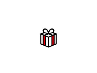 Flat vector illustration of new year gift box for logo