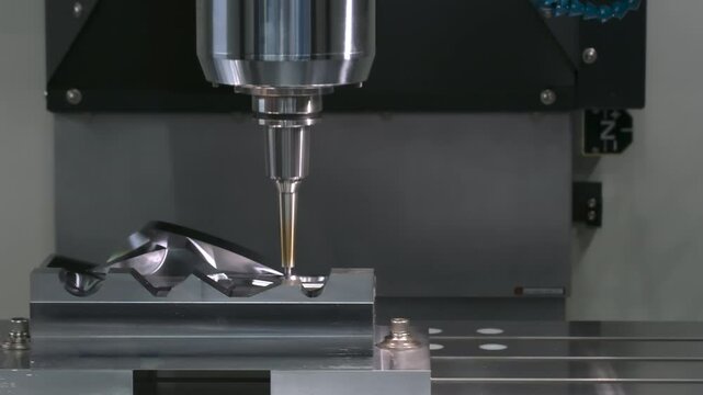 The milling process on CNC milling machine. The metal working concept on the milling machine.