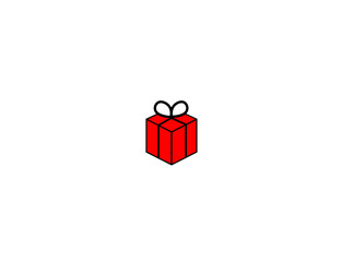 Flat vector illustration of new year gift box for logo