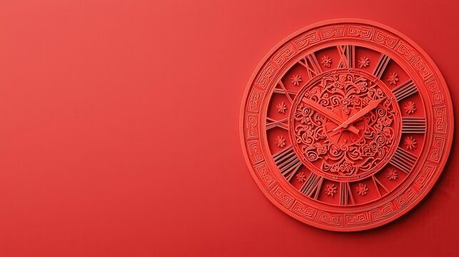 Foldedpaper zodiac wheel glowing against a red and gold papercut backdrop, symbolizing Chinese New Year s cycle, origami Papercut, astrological festivity
