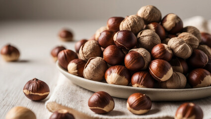 Fototapeta premium Hazelnuts, NutSnacks, HealthyNuts, NutImages 