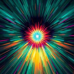 Obraz premium Explosion of colors radiating from a central point, creating a dynamic visual experience of light and energy, cutout, png