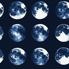 Obraz premium Stunning seamless pattern of full moons night sky digital art dark background artistic perspective seamless design concept