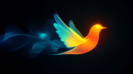 Fototapeta premium A glowing aerial sports icon featuring a glowing bird, representing online platforms studying flight dynamics and agility in wildlife. 