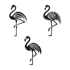Standing Flamingo Silhouette Vector Set – Elegant Wildlife Illustrations