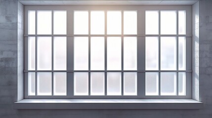 Frosted Glass Window with Bars Creating an Isolated Atmosphere