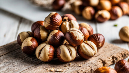Fototapeta premium Hazelnuts, NutSnacks, HealthyNuts, NutImages 