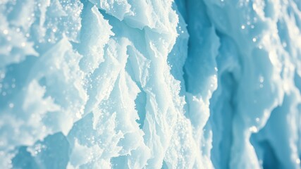 Fototapeta premium Close-up of a frosted glacier surface, capturing the intricate details of frozen water crystals, revealing the ethereal beauty of a frozen landscape.