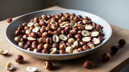 Fototapeta premium Discover hazelnut images for snacks, baking, and creative food designs. Perfect for healthy recipes and nut-based projects.