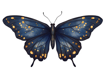 a blue butterfly with gold spots