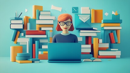 Student engaging with online learning resources in a bright home workspace