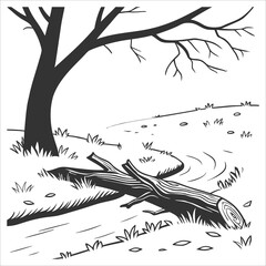 Fototapeta premium sketch of a tree in the forest 