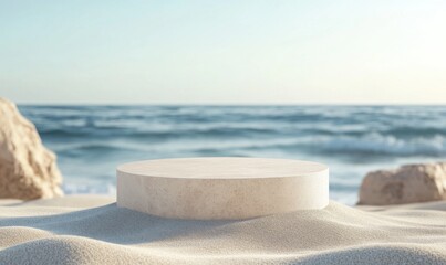 Beach Scene Display Platform - Minimalist Product Showcase