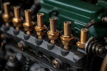 mechanics repair concept. An engine s valves being upgraded with hardened materials during a durability-focused repair, mechanics repair engine durability, high-performance enhancement