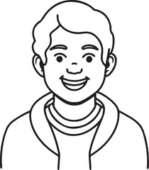 Smiling Boy Simple Line Art Illustration