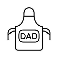 bbq apron with dad icon, father’s day line art, father icon - simple black line art icon of bbq apron with dad, for father’s day celebrations. father vector art.