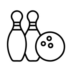 bowling ball and pins icon, father’s day line art, father icon - simple black line art icon of bowling ball and pins, for father’s day celebrations. father vector art.