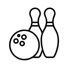 bowling ball and pins icon, father’s day line art, father icon - simple black line art icon of bowling ball and pins, for father’s day celebrations. father vector art.