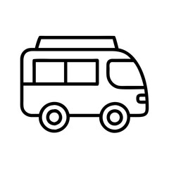 camper van icon, father’s day line art, father icon - simple black line art icon of camper van, for father’s day celebrations. father vector art.