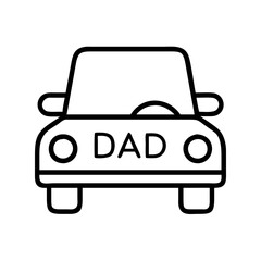 dad s car icon, father’s day line art, father icon - simple black line art icon of dad s car, for father’s day celebrations. father vector art.