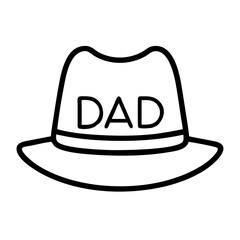 dad s hat icon, father’s day line art, father icon - simple black line art icon of dad s hat, for father’s day celebrations. father vector art.