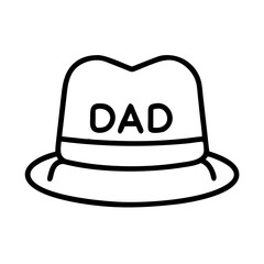 dad s hat icon, father’s day line art, father icon - simple black line art icon of dad s hat, for father’s day celebrations. father vector art.