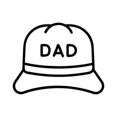 dad s hat icon, father’s day line art, father icon - simple black line art icon of dad s hat, for father’s day celebrations. father vector art.