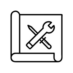 diy project icon, father&rsquo;s day line art, father icon - simple black line art icon of diy project, for father&rsquo;s day celebrations. father vector art.